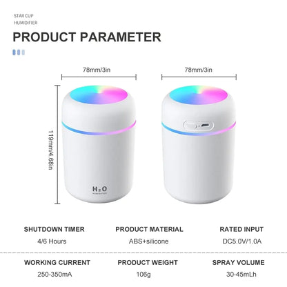 Colorful Cup Humidifier Mini Aroma Diffuser With Cool Mist